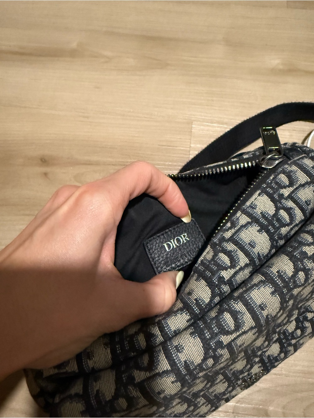 Dior Blue and Beige Monogram Saddle Pouch - Picture 6 of 6